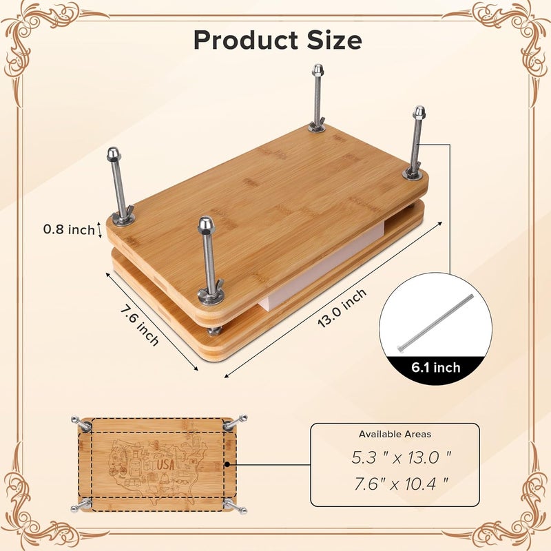 SCITROFACTORY Book Press, Portable Bamboo Bookbinding Press, Paper Press, Bookbinding Machine, 7.6 x 13 inches - Image 3